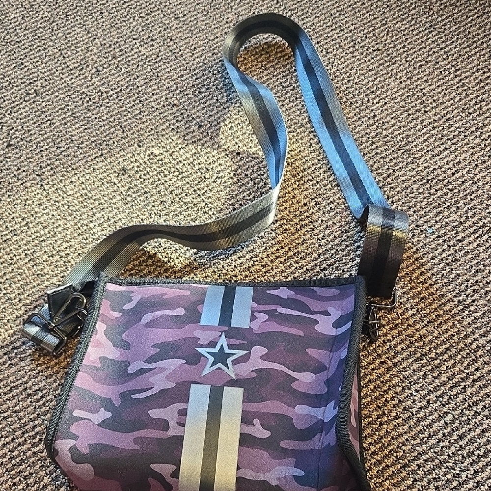 Haute Shore Camouflage Crossbody Bag with Star Design And Nylon Strap